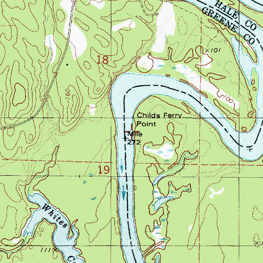 Topographic Map of Bartees Bar, AL