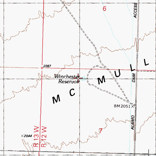 Topographic Map of Winchester Reservoir, AZ