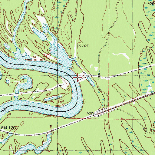 Topographic Map of Browns Bluff, AL