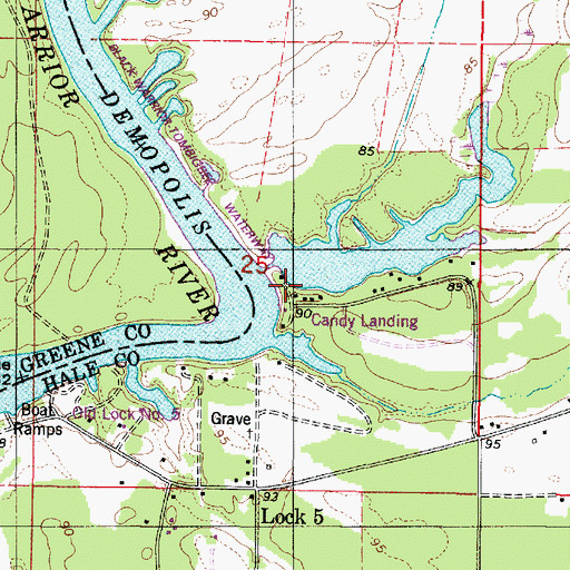Topographic Map of Candys Landing, AL