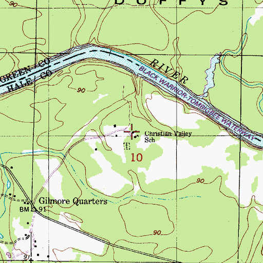 Topographic Map of Christian Valley Church, AL