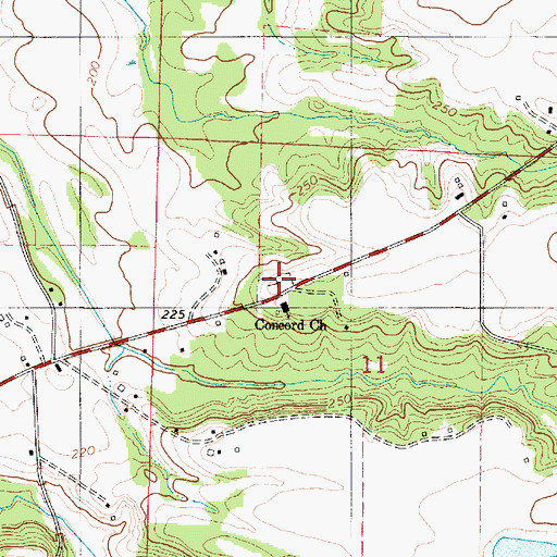 Topographic Map of Concord Cemetery, AL