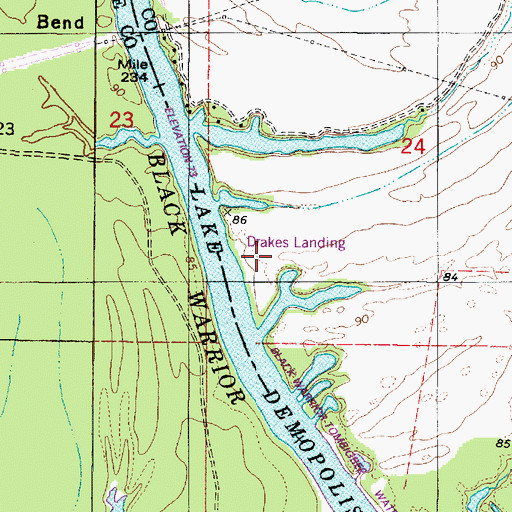 Topographic Map of Drakes Landing, AL