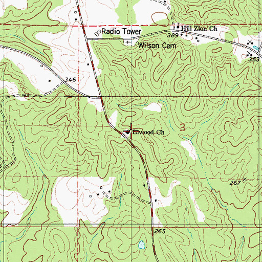 Topographic Map of Elwood School (historical), AL