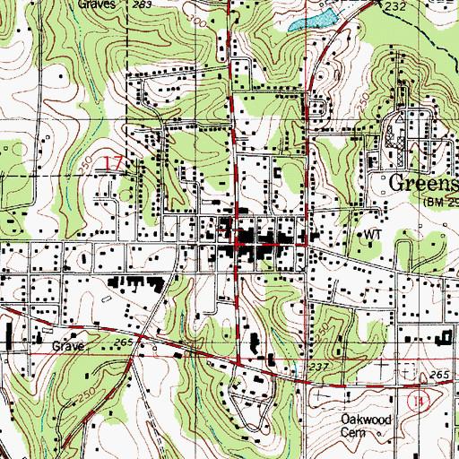 Topographic Map of First United Methodist Church, AL