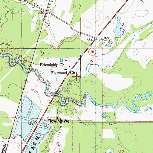 Topographic Map of Flatwood Church, AL