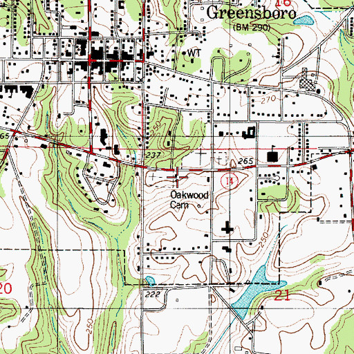 Topographic Map of Greensboro Church of Christ, AL