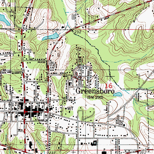 Topographic Map of Greensboro Public East School, AL