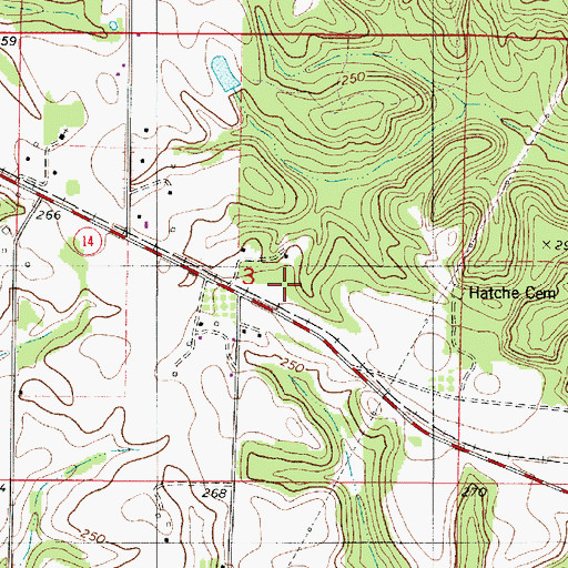 Topographic Map of Hatche (historical), AL