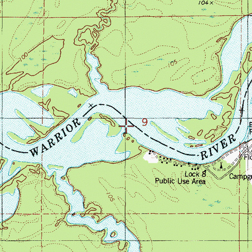 Topographic Map of Hickmans Bar, AL
