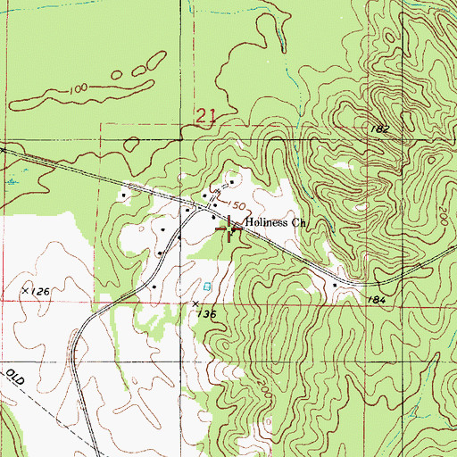 Topographic Map of Holiness Church, AL