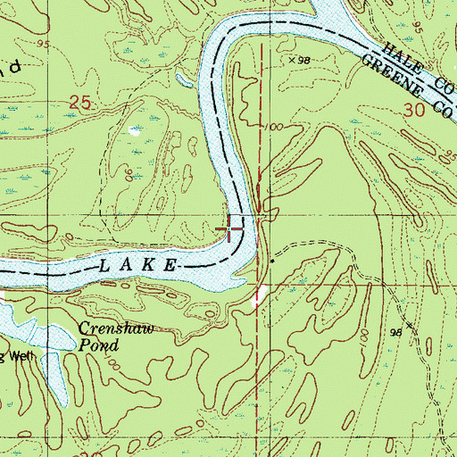 Topographic Map of Jenny Watts Point, AL