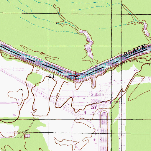 Topographic Map of Kaintuck Chute, AL