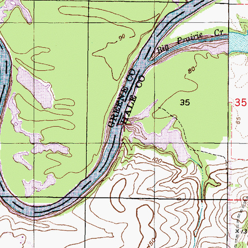 Topographic Map of Lime Kiln Creek, AL