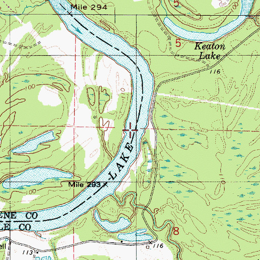 Topographic Map of Lock Number Nine (historical), AL