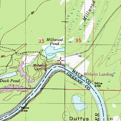 Topographic Map of Millwood, AL