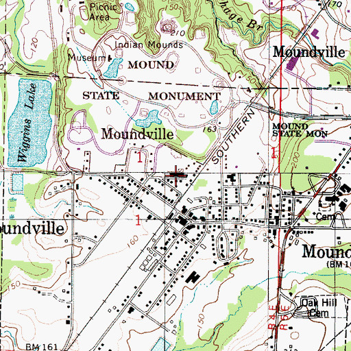 Topographic Map of Moundville Elementary School, AL