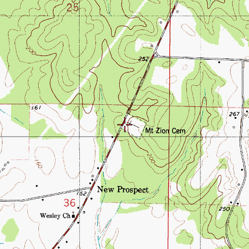 Topographic Map of Mount Zion Church (historical), AL