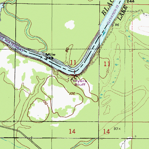 Topographic Map of Myers Bluff, AL