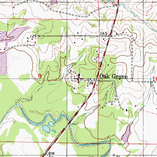 Topographic Map of Oak Grove Baptist Church, AL
