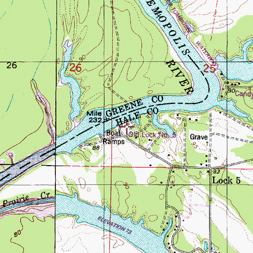 Topographic Map of Old Lock Number Five (historical), AL