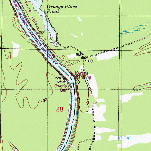 Topographic Map of Owens Landing, AL