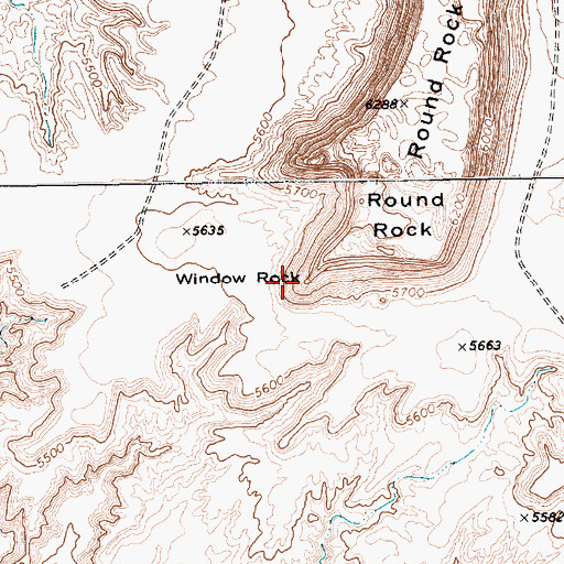 Topographic Map of Window Rock, AZ