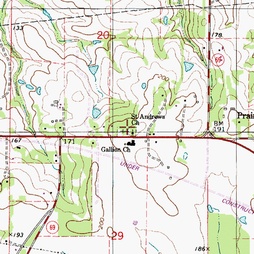Topographic Map of Saint Andrews Cemetery, AL