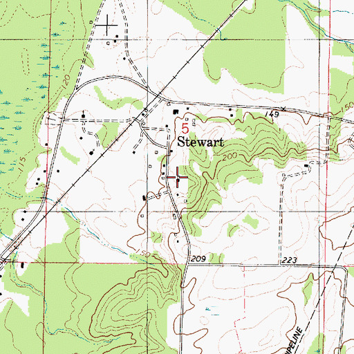 Topographic Map of Stewart Church, AL
