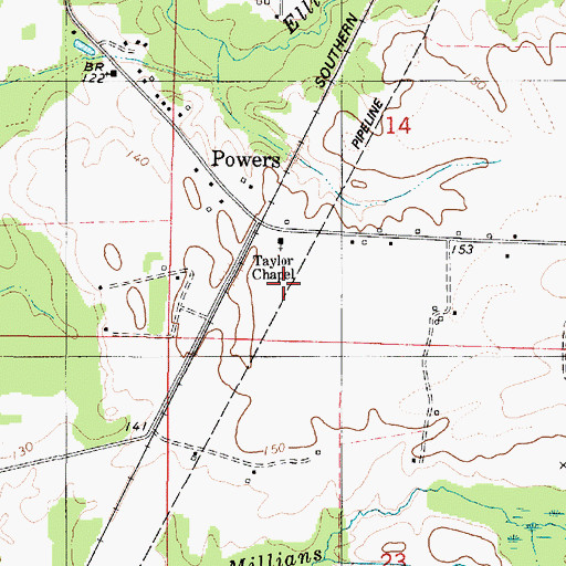 Topographic Map of Taylor Chapel, AL