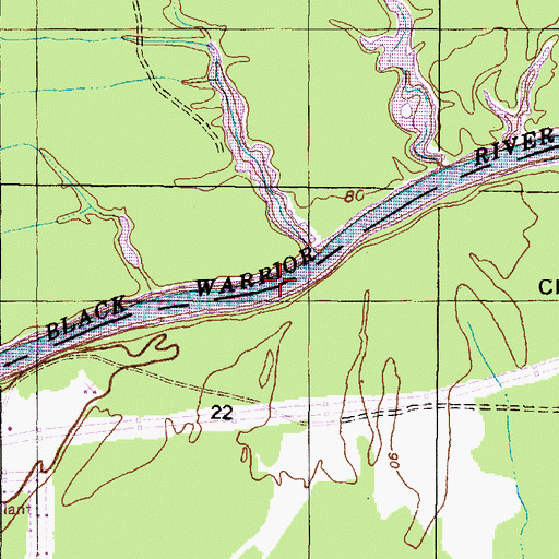 Topographic Map of Tindells Ferry (historical), AL