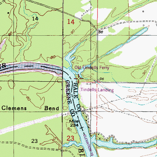 Topographic Map of Tindells Landing, AL