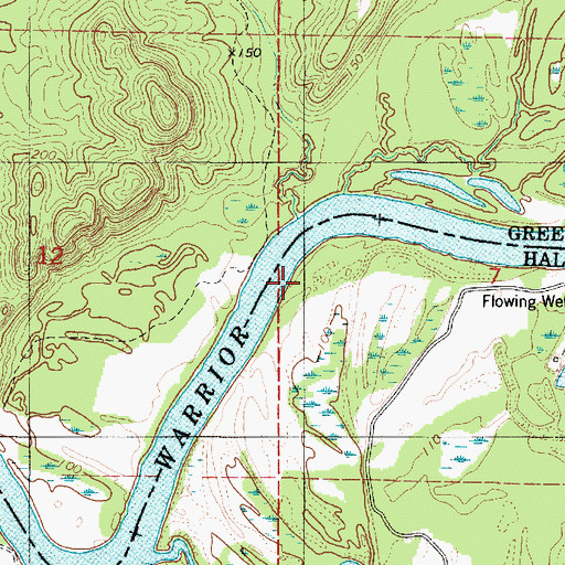 Topographic Map of Washington Bar, AL