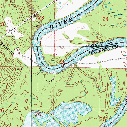 Topographic Map of Whites Bar, AL