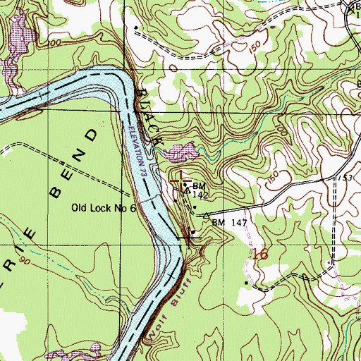 Topographic Map of Wolf Bluff, AL