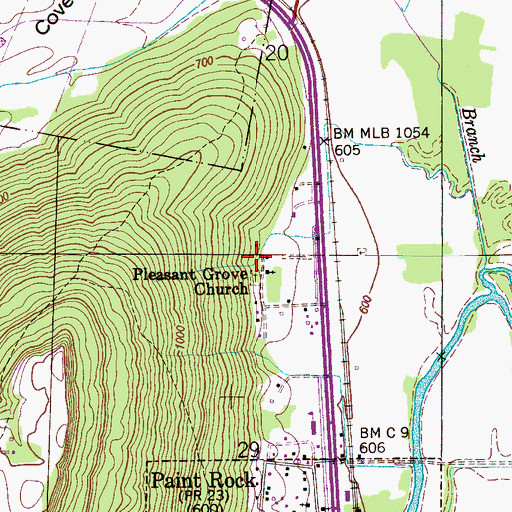 Topographic Map of Antioch Church, AL
