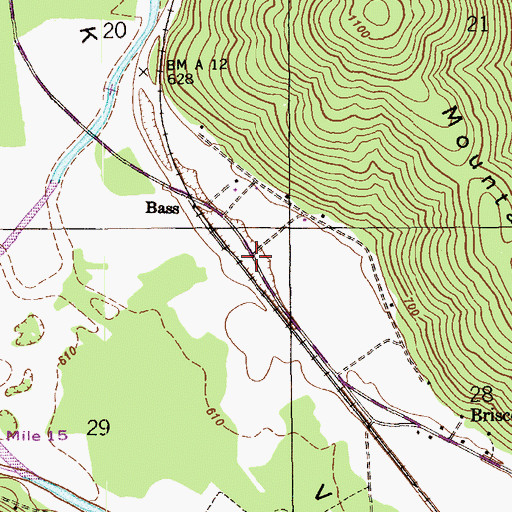 Topographic Map of Bass Station (historical), AL