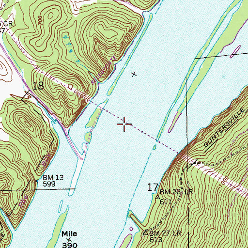 Topographic Map of Bellefonte Bar, AL