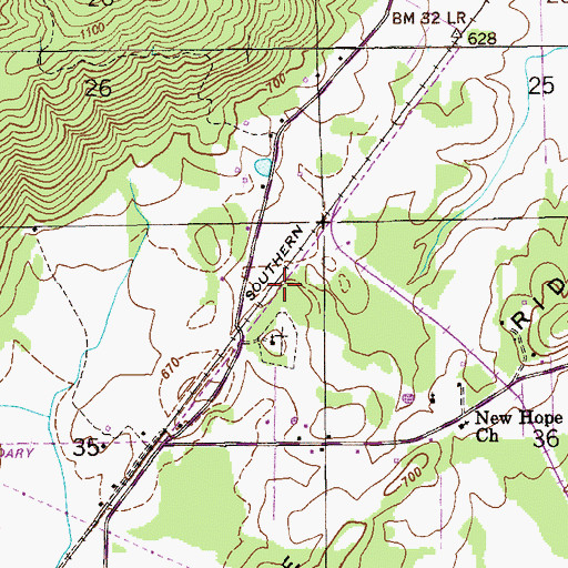 Topographic Map of Bellefonte Depot (historical), AL
