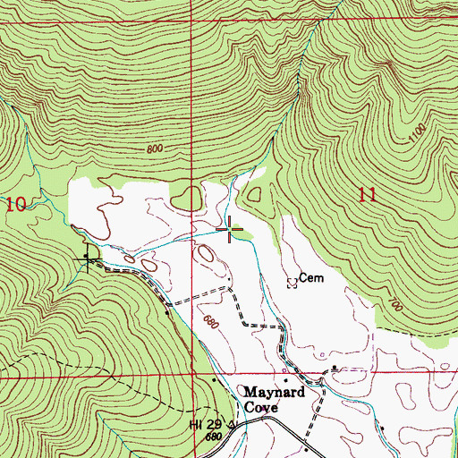 Topographic Map of Bill Creek, AL