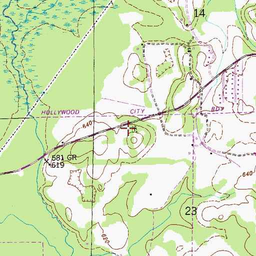 Topographic Map of Bird Hill Church (historical), AL