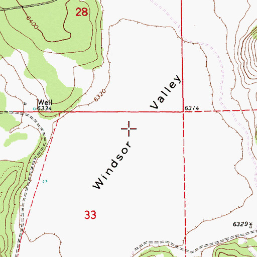 Topographic Map of Windsor Valley, AZ