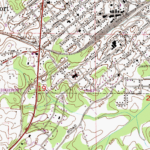 Topographic Map of Bridgeport Elementary School, AL