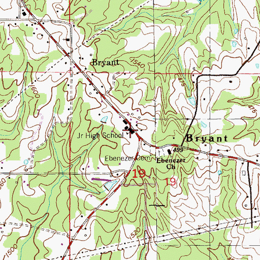 Topographic Map of Bryant Junior High School, AL