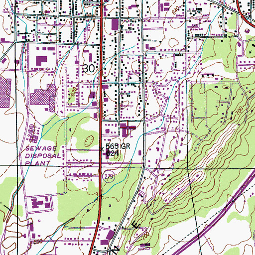 Topographic Map of Caldwell Elementary School, AL