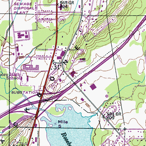Topographic Map of Calvary Baptist Church, AL