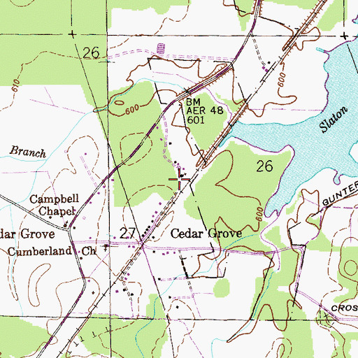 Topographic Map of Campbell Chapel, AL