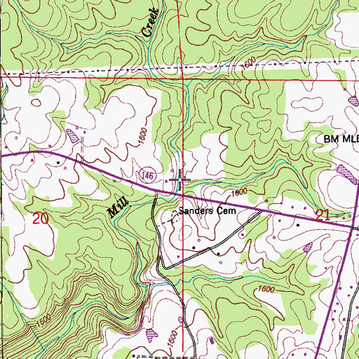 Topographic Map of Carricks Mill (historical), AL
