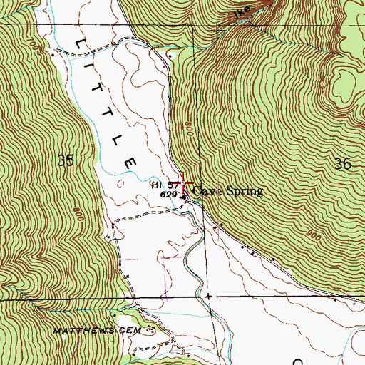 Topographic Map of Cave Spring School (historical), AL