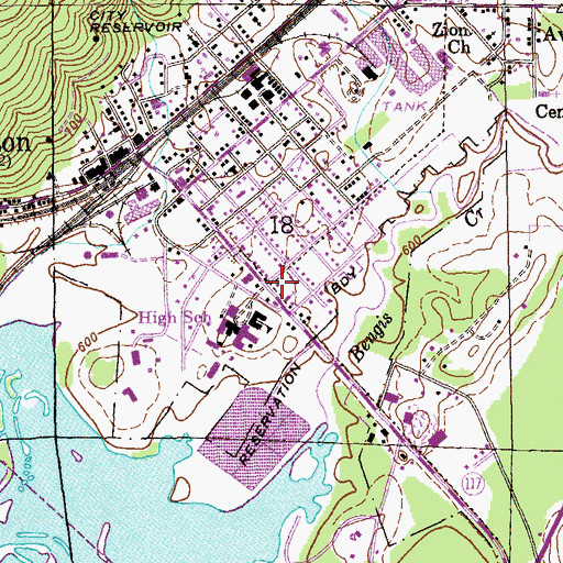 Topographic Map of Church of Christ, AL